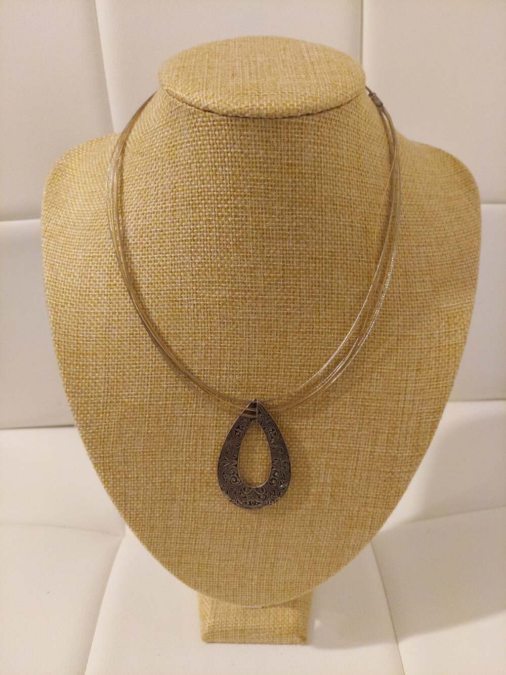 Chico's Silver Tone Teardrop 16" Pendant Necklace